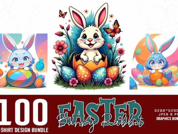 Vintage colour easter sunday rabbit bunny t-shirt design bundle of 100 designs – download instantly retro vintage mega bundle