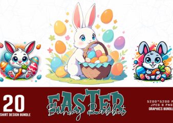 Vintage Colour Easter Sunday Bunny Rabbit t-shirt design bundle of 20 designs – download instantly Retro Vintage Bundle