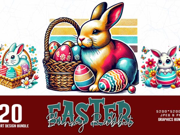 Easter sunday bunny rabbit t-shirt design bundle of 20 designs – download instantly retro vintage t-shirt