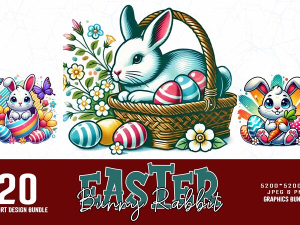 Popular groovy easter sunday bunny rabbit t-shirt design bundle of 20 designs – download instantly t-shirt for pod