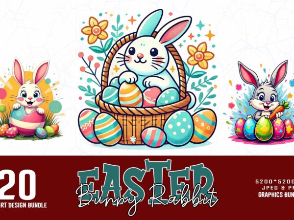 20 popular groovy easter sunday bunny rabbit t-shirt design bestselling bundle