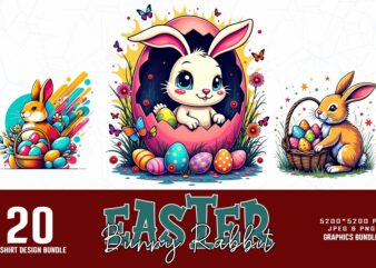 Trendy Retro Vintage Easter Sunday Bunny Rabbit t-shirt design bundle