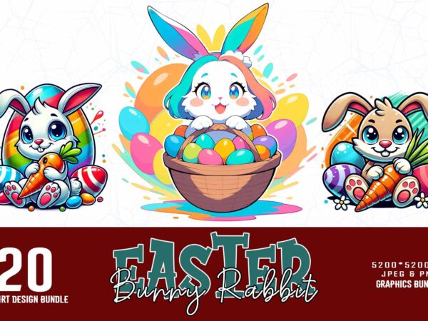 20 popular groovy easter sunday bunny rabbit t-shirt design bundle