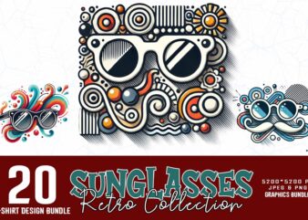 Retro Sunglasses Summer Lover t-shirt design bundle of 20 designs – download instantly