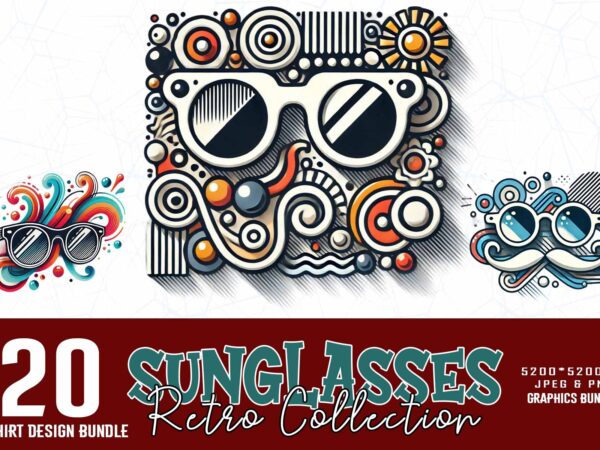 Retro sunglasses summer lover t-shirt design bundle of 20 designs – download instantly