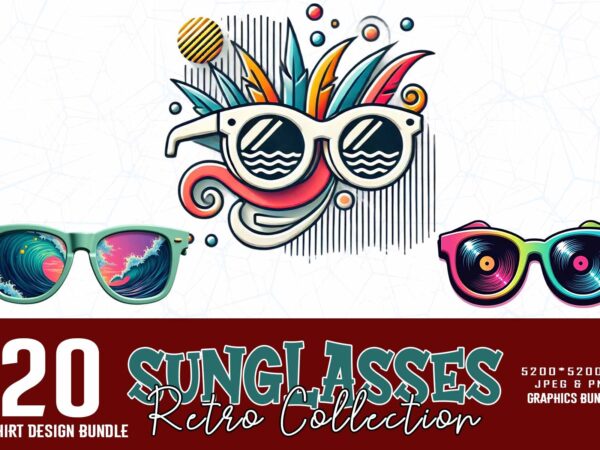 Groovy retro sunglasses summer lover t-shirt design bundle