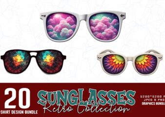 20 Trendy Retro Vintage Sunglasses Summer Lover t-shirt design bundle