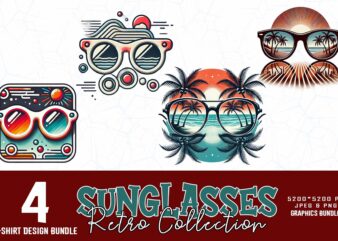 Vintage Colour Retro Sunglasses Summer Lover t-shirt design bundle of 04 designs