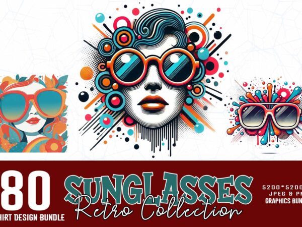 Popular groovy retro sunglasses summer lover t-shirt design bundle of 80 designs