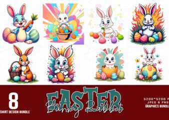 8 Easter Sunday Rabbit Bunny Illustration T-shirt design bundle