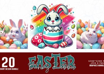 Easter Sunday Bunny Rabbit t-shirt design bundle of 20 designs – download instantly Retro Vintage T-shirt Bundle