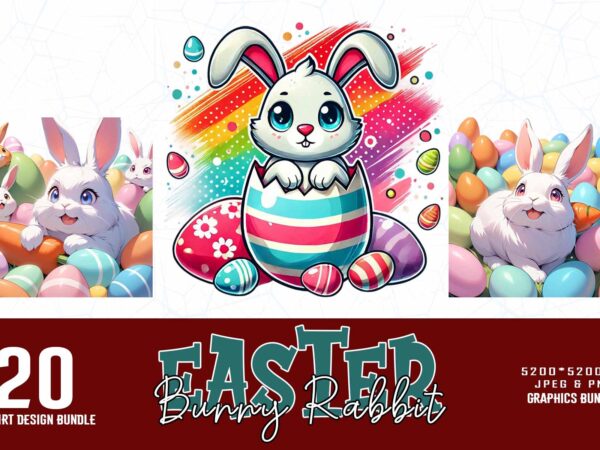 Easter sunday bunny rabbit t-shirt design bundle of 20 designs – download instantly retro vintage t-shirt bundle