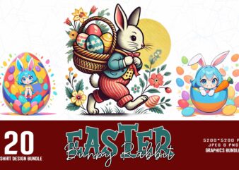 20 Popular Groovy Easter Sunday Bunny Rabbit t-shirt design bundle