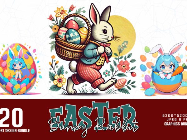 20 popular groovy easter sunday bunny rabbit t-shirt design bundle