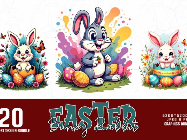 Easter sunday bunny rabbit t-shirt design bundle