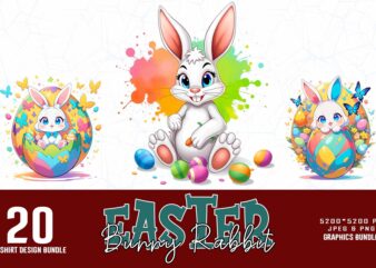 20 Easter Sunday Bunny Rabbit t-shirt design bundle