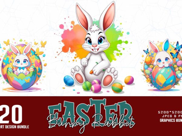 20 easter sunday bunny rabbit t-shirt design bundle