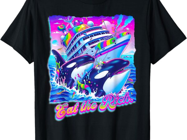 Eat the rich whale 90s orca yacht t-shirt