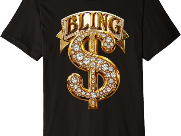 Fancy gold and diamond dollar-sign premium t-shirt