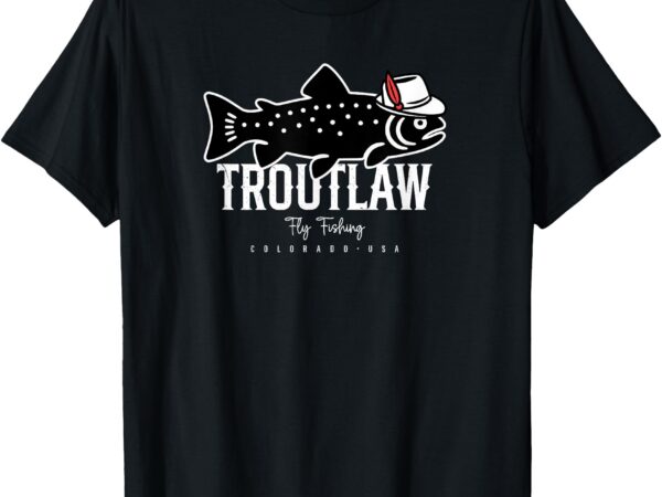 Fly fishing rainbow trout wearing a hat, feather cap t-shirt