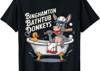 Funny Binghamton Bathtub Donkey Baseball Humor T-Shirt