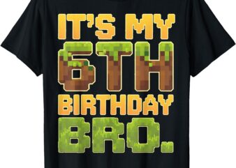 Funny Birthday Boy It’s My 6th Birthday Video Game Pixel T-Shirt