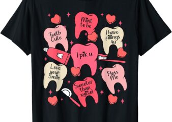 Funny Dental Valentines Day Cute Teeth Hugging Heart Dentist T-Shirt