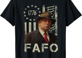 Funny Fafo Trump Photo USA Flag Retro Distressed T-Shirt