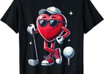 Funny Heart Playing Golf Valentine’s Day for Sport Lovers T-Shirt