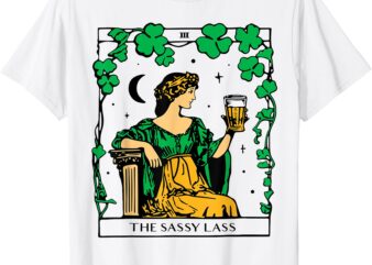 Funny Patrick’s Day The Sassy Lass Tarot Card Tee T-Shirt