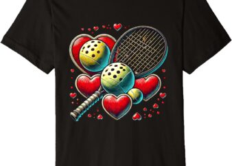 Funny Pickleball Love Valentine’s Day Heart Paddle Couples Premium T-Shirt