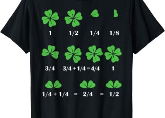 Funny Shamrock Fraction St Patrick’s Day Math Boys Girls T-Shirt