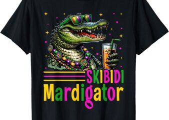 Funny Skibidi Mardigator Alligator Mardi Gras Apparel T-Shirt