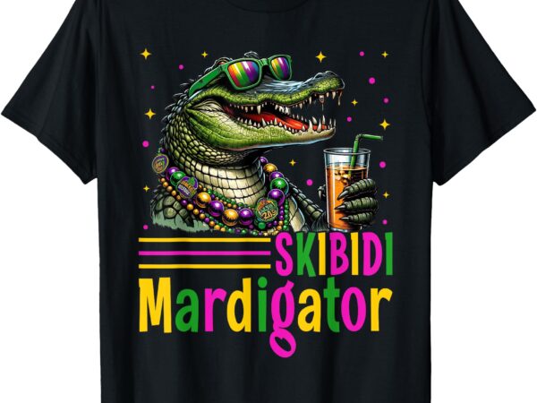 Funny skibidi mardigator alligator mardi gras apparel t-shirt