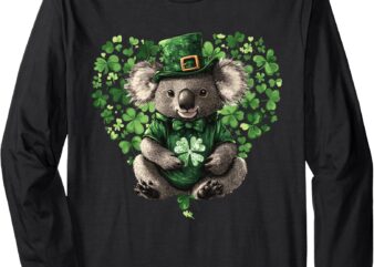 Funny St. Patrick’s Day Koala Lucky Shamrock Irish Wildlife Long Sleeve T-Shirt