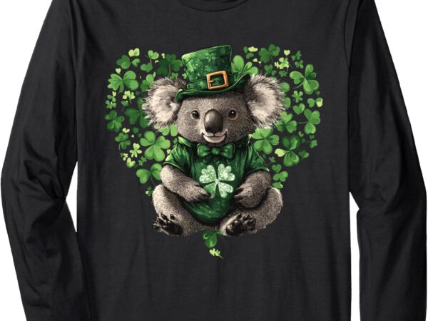 Funny st. patrick’s day koala lucky shamrock irish wildlife long sleeve t-shirt