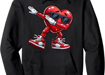 Funny Valentine Day Dabbing Heart Mens Kids Valentine’s Day Pullover Hoodie