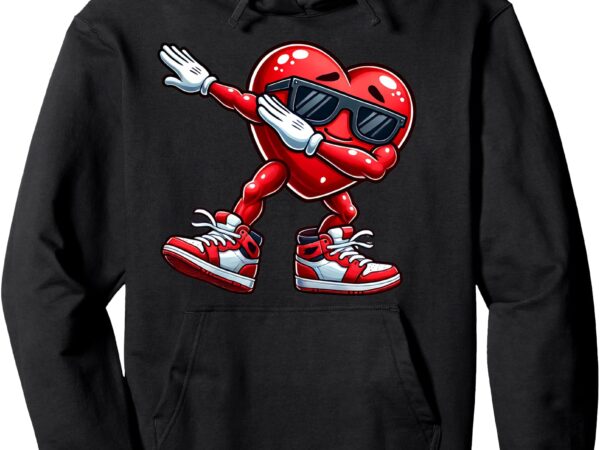 Funny valentine day dabbing heart mens kids valentine’s day pullover hoodie t shirt graphic design