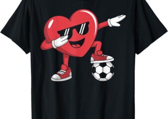 Funny Valentine’s Day Heart Playing Soccer Boys Girls Kids T-Shirt