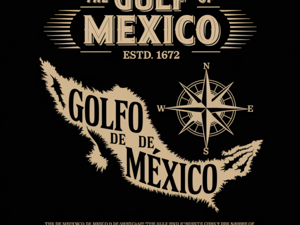 Gulf of mexico black t shirt design template