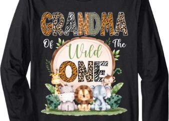 Grandma Of The Wild One First Birthday Safari Woodland Long Sleeve T-Shirt