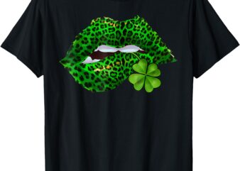 Green Lipstick Shamrock Lip St Patricks Day T-Shirt