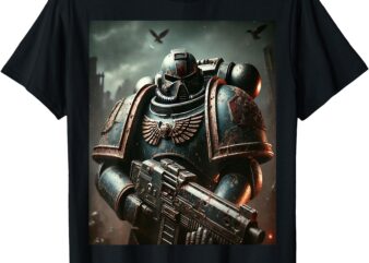 Grimdark Space Marine on the Battlefield 40k T-Shirt