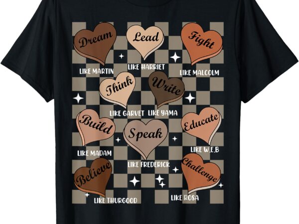 Groovy black history month educated leader hearts t-shirt