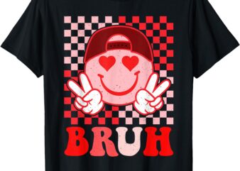 Groovy Bruh Valentines Day Smile Face Toddler Kids Boys Men T-Shirt