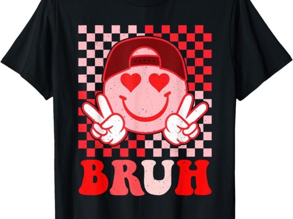 Groovy bruh valentines day smile face toddler kids boys men t-shirt