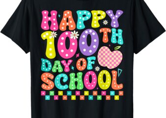 Groovy Happy 100th Day Of School Teachers Boys Girls Kids T-Shirt