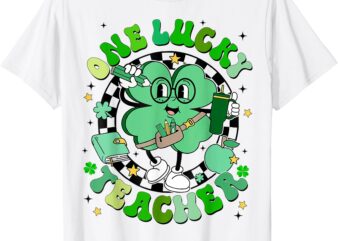 Groovy Shamrock One Lucky Teacher St Patricks Day Men Women T-Shirt