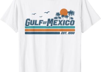 Gul-f Of Mexico Est 1550 Vintage Sunset Beach Vacation Trip T-Shirt