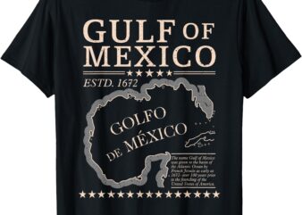 Gulf Of Mexico 1672 Historic Map Coastal History T-Shirt